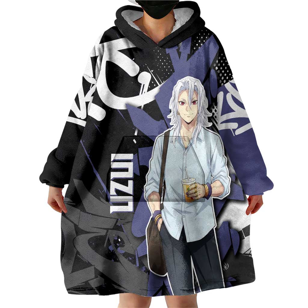Uzui Tengen Demon Slayer Wearable Blanket Hoodie Purple & Black Graffiti Anime