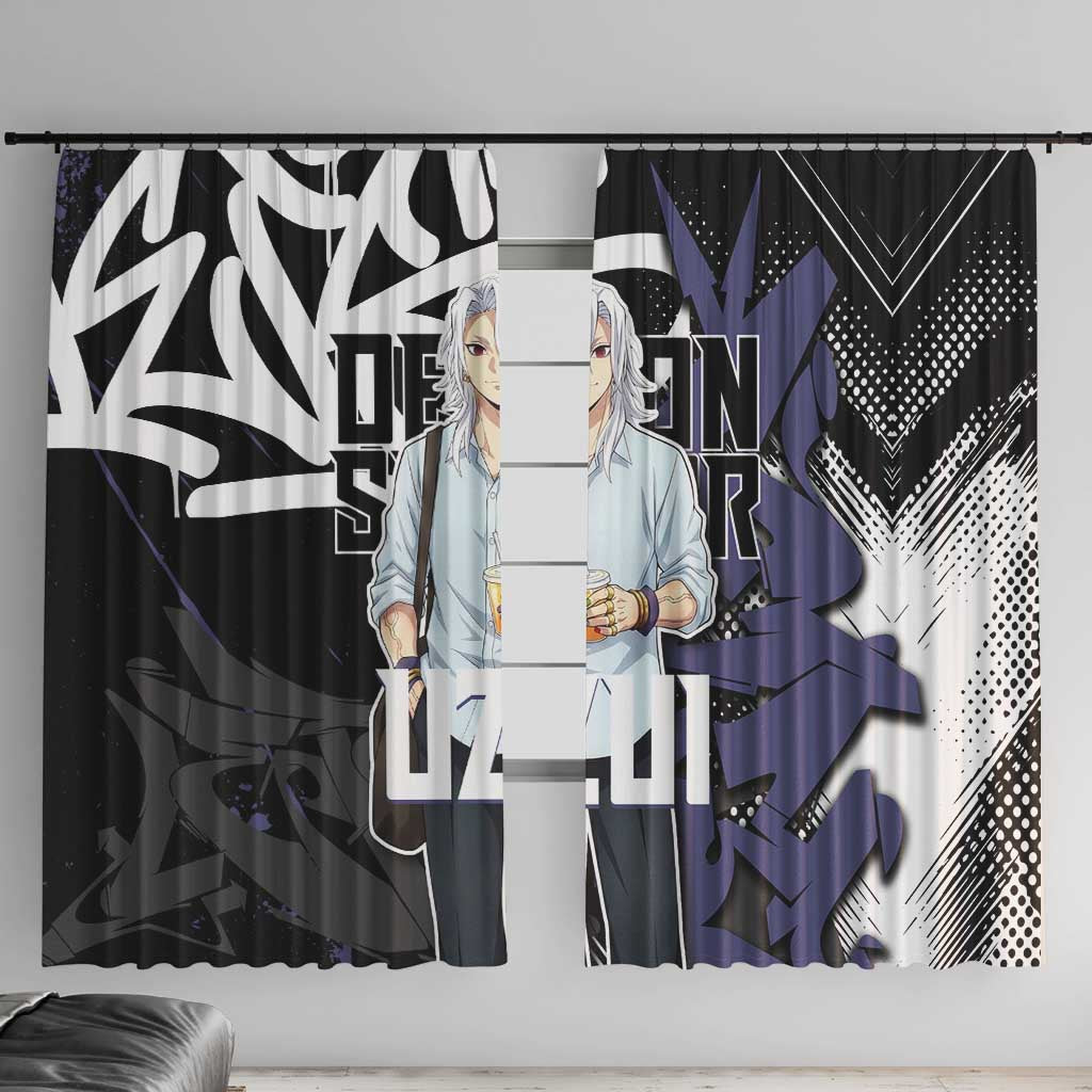 Uzui Tengen Demon Slayer Window Curtain Purple & Black Graffiti Anime