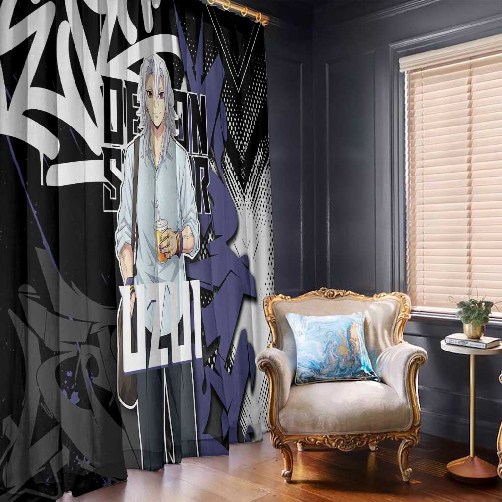 Uzui Tengen Demon Slayer Window Curtain Purple & Black Graffiti Anime