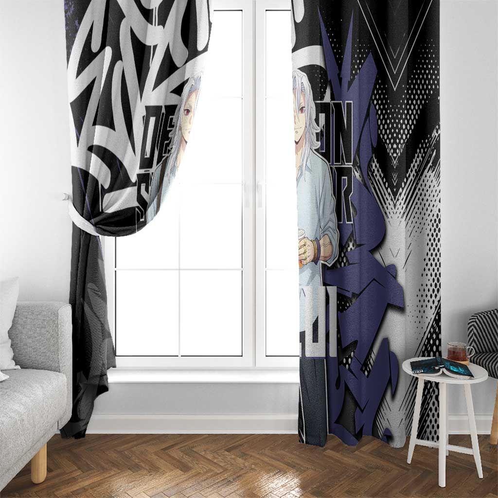 Uzui Tengen Demon Slayer Window Curtain Purple & Black Graffiti Anime