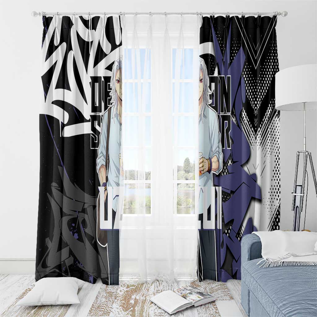 Uzui Tengen Demon Slayer Window Curtain Purple & Black Graffiti Anime