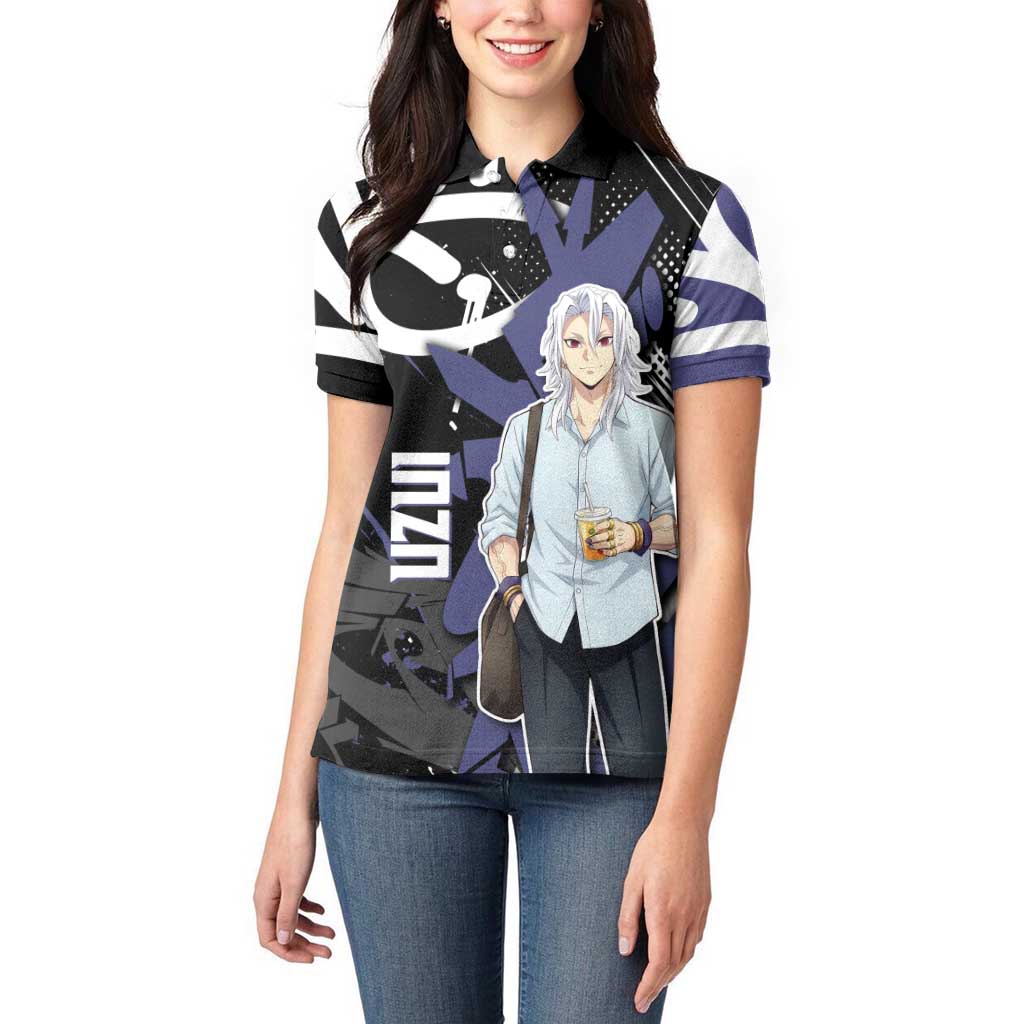 Uzui Tengen Demon Slayer Women Polo Shirt Purple & Black Graffiti Anime