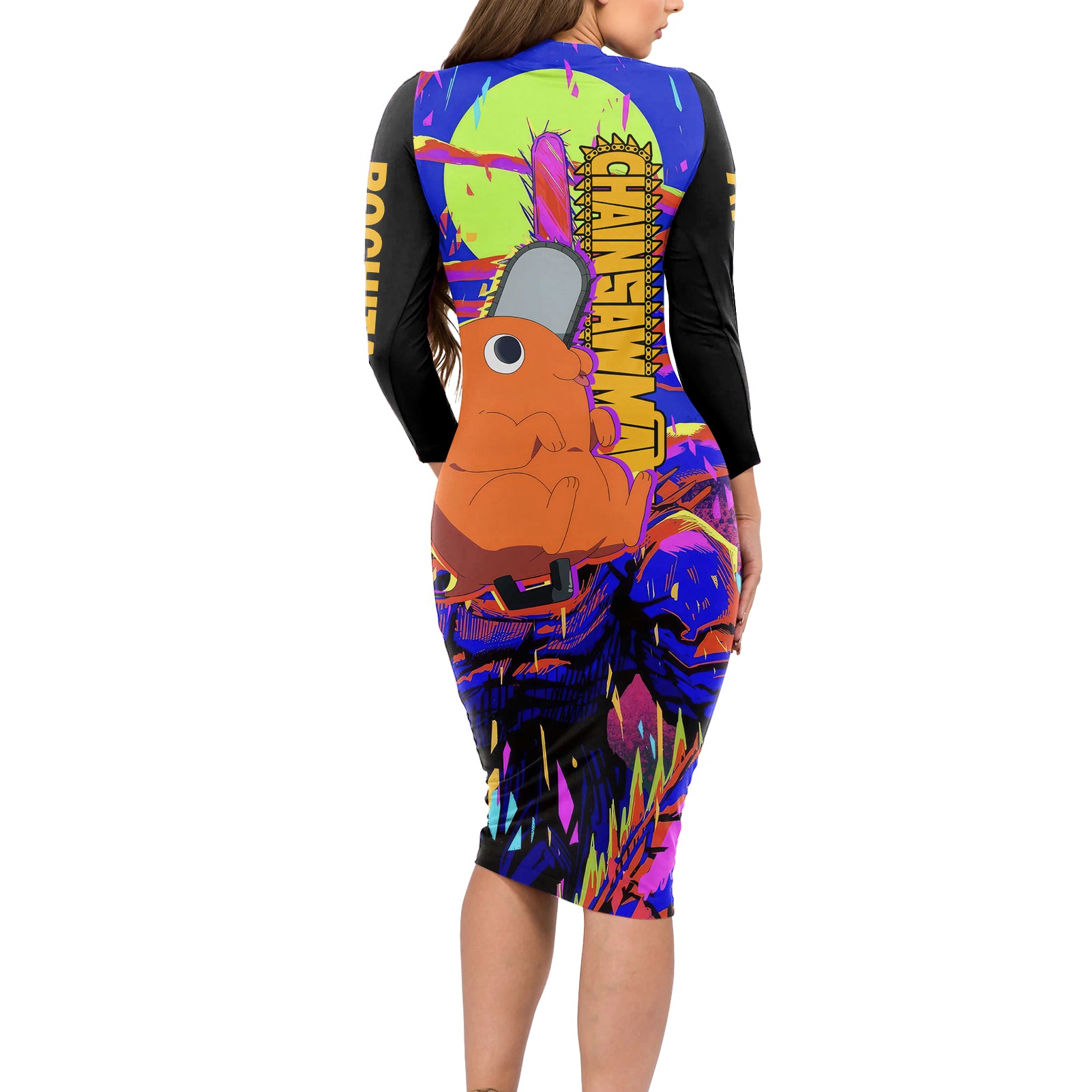 Pochita Long Sleeve Bodycon Dress Chainsaw Man