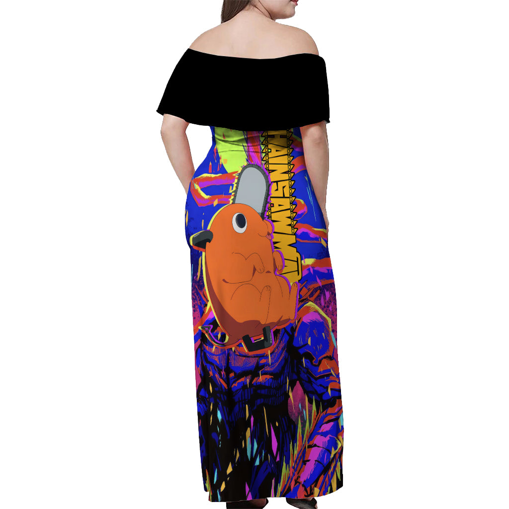 Pochita Off Shoulder Maxi Dress Chainsaw Man