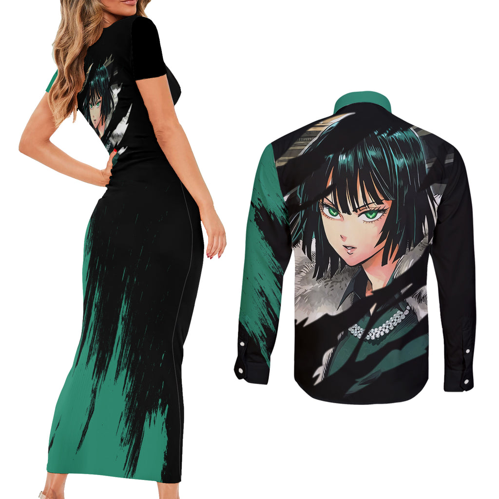 Fubuki Couples Matching Short Sleeve Bodycon Dress and Long Sleeve Button Shirt One Punch Man