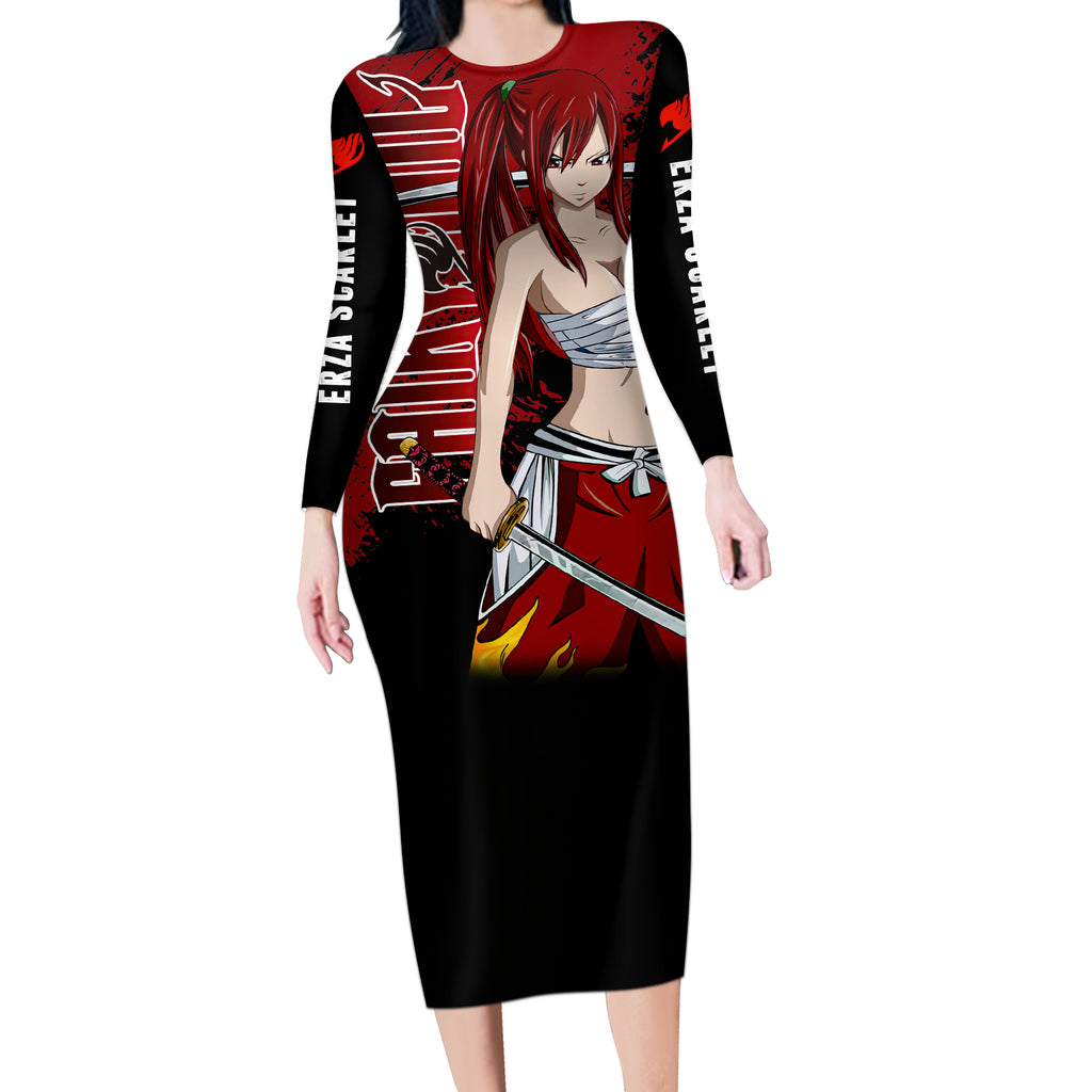 Erza Scarlet Long Sleeve Bodycon Dress Fairy Tail