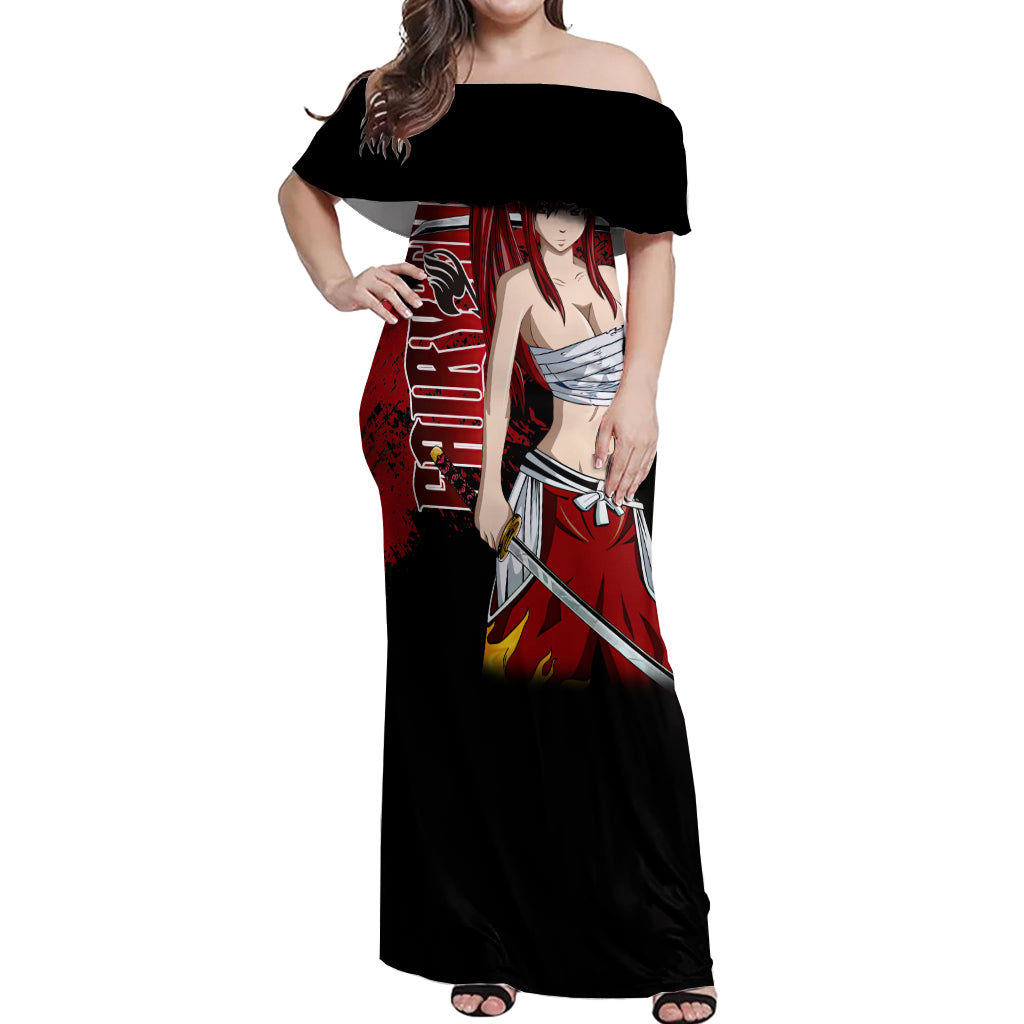 Erza Scarlet Off Shoulder Maxi Dress Fairy Tail