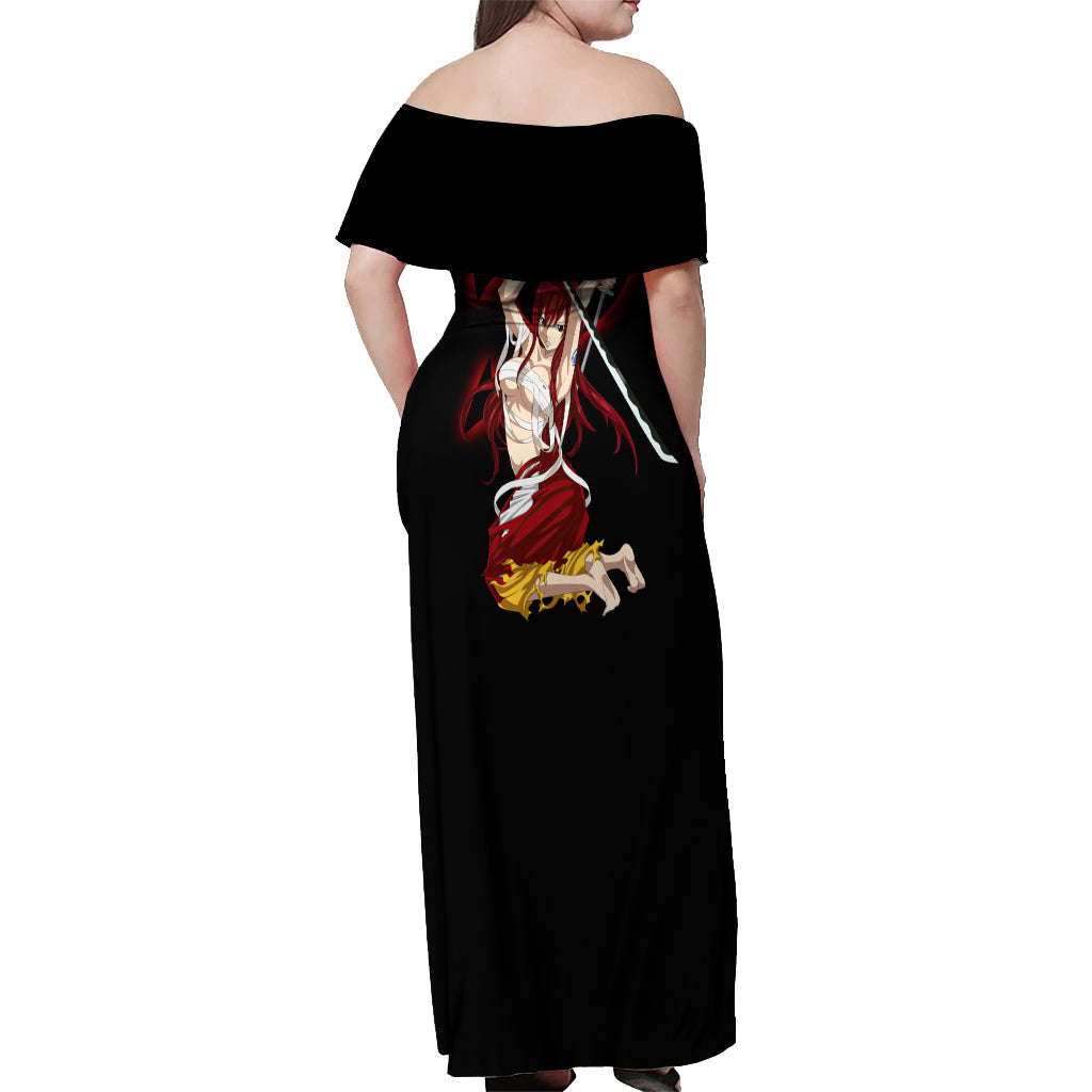 Erza Scarlet Off Shoulder Maxi Dress Fairy Tail