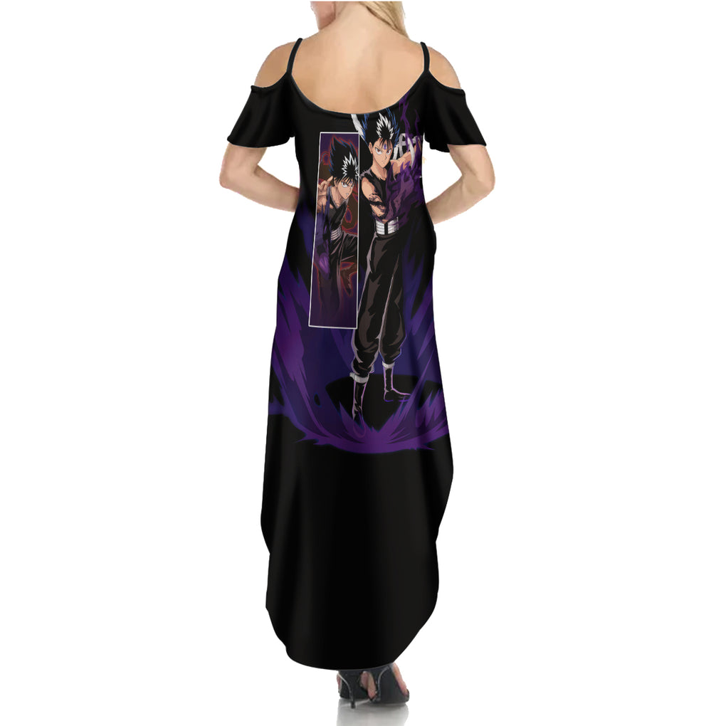 Hiei Family Matching Summer Maxi Dress and Hawaiian Shirt YuYu Hakusho