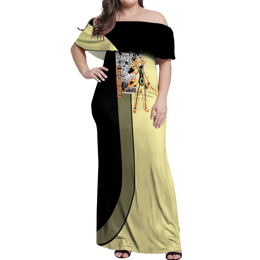 Nrt Uzumaki Bijuu - Naruto Off Shoulder Maxi Dress Anime Mix Manga Style