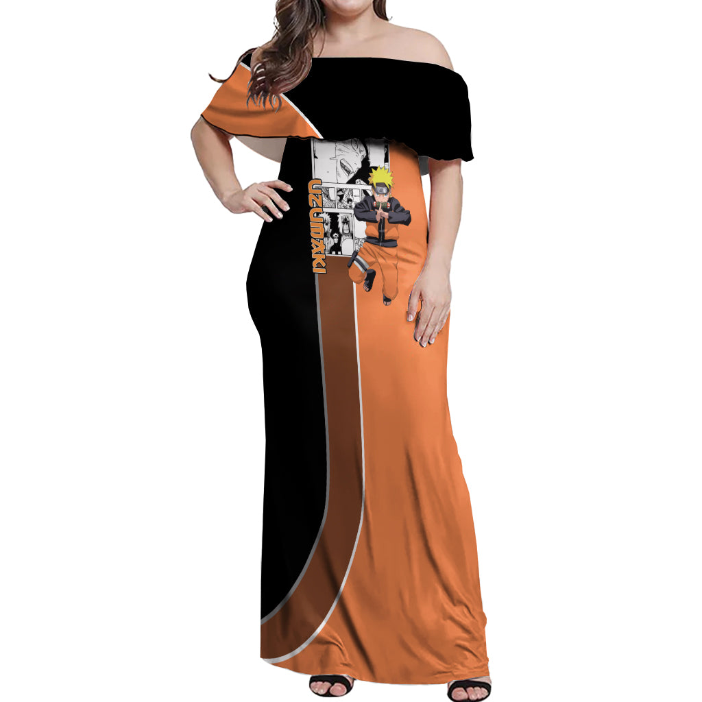 Nrt Uzumaki - Naruto Off Shoulder Maxi Dress Anime Mix Manga Style