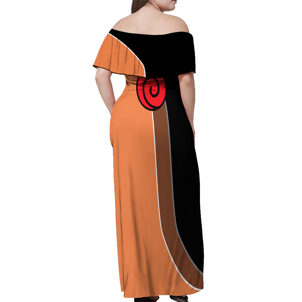 Nrt Uzumaki - Naruto Off Shoulder Maxi Dress Anime Mix Manga Style