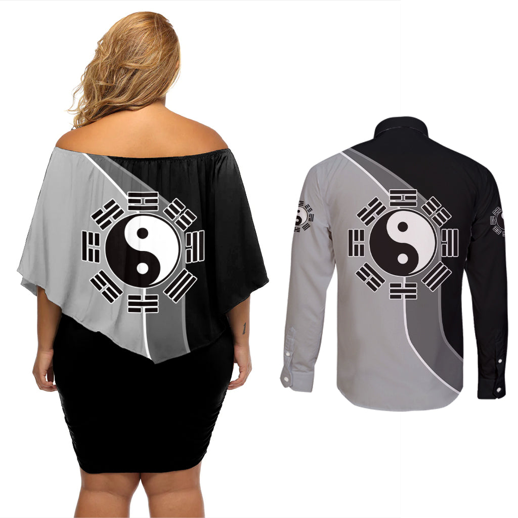 Neji Hyuga - Naruto Couples Matching Off Shoulder Short Dress and Long Sleeve Button Shirt Anime Mix Manga Style