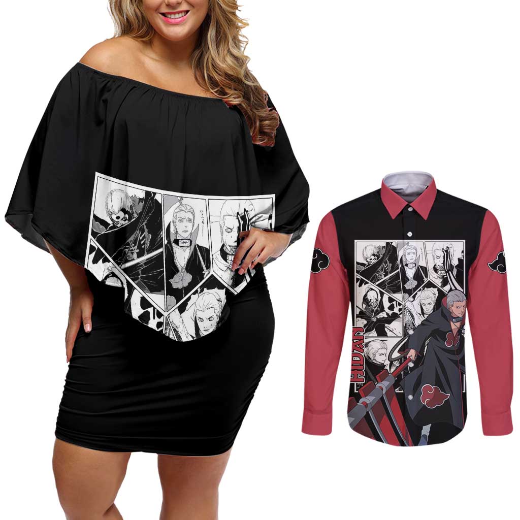 Hidan - Naruto Couples Matching Off Shoulder Short Dress and Long Sleeve Button Shirt Anime Mix Manga Style