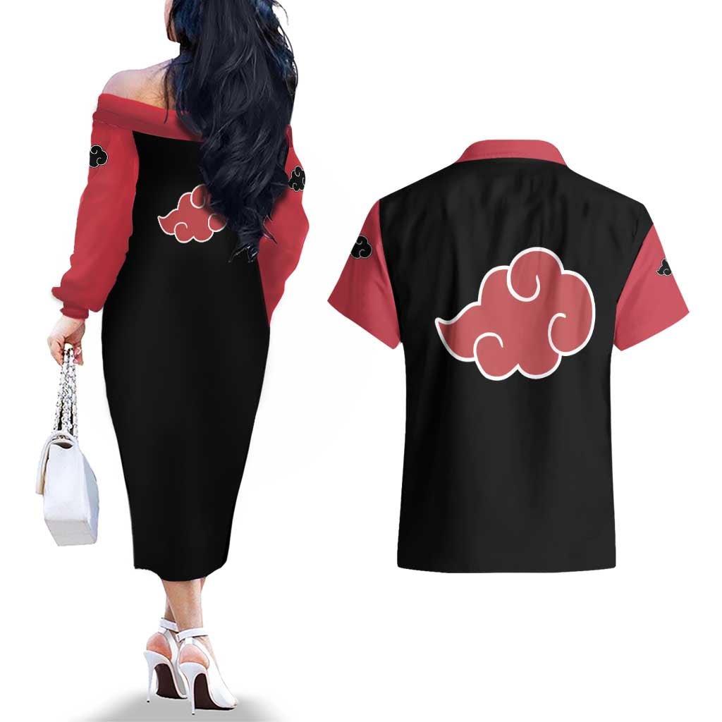 Kisame Hoshigaki - Naruto Couples Matching Off The Shoulder Long Sleeve Dress and Hawaiian Shirt Anime Mix Manga Style