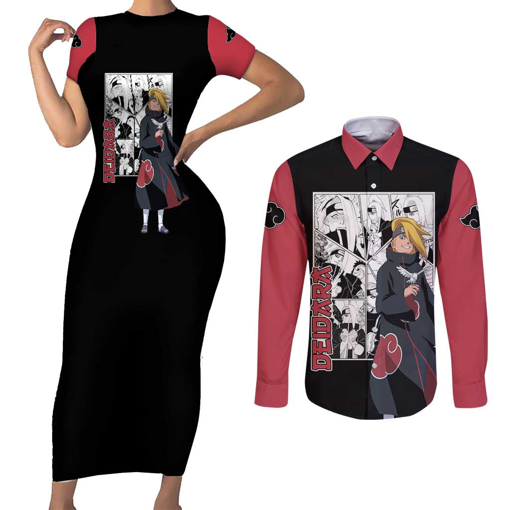 Deidara - Naruto Couples Matching Short Sleeve Bodycon Dress and Long Sleeve Button Shirt Anime Mix Manga Style
