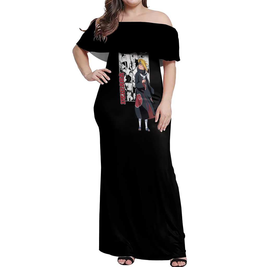 Deidara - Naruto Off Shoulder Maxi Dress Anime Mix Manga Style