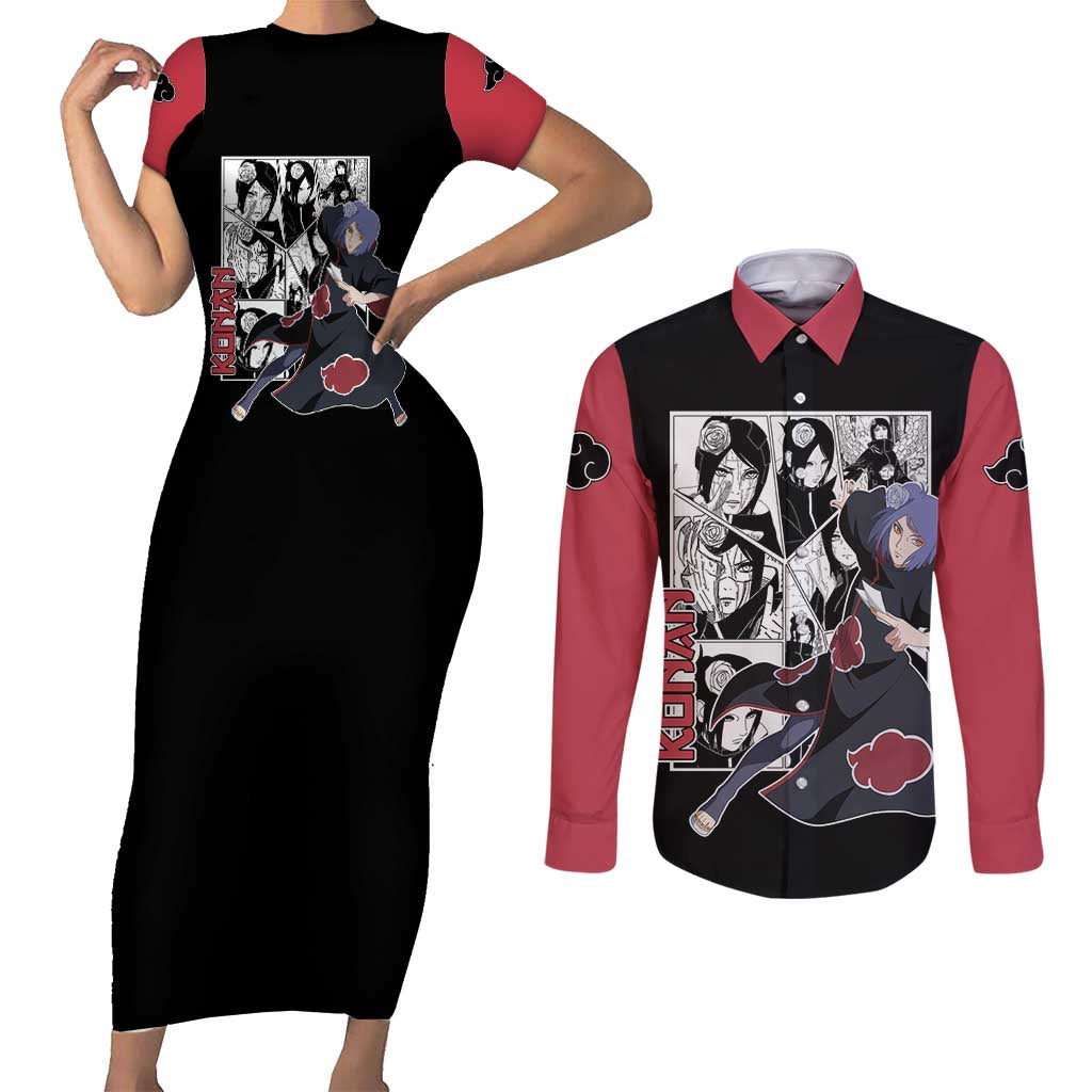 Konan - Naruto Couples Matching Short Sleeve Bodycon Dress and Long Sleeve Button Shirt Anime Mix Manga Style