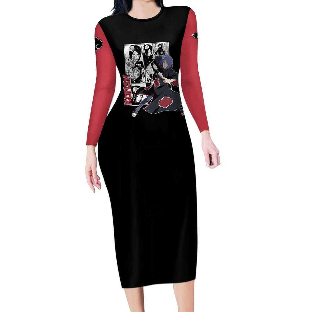 Konan - Naruto Long Sleeve Bodycon Dress Anime Mix Manga Style