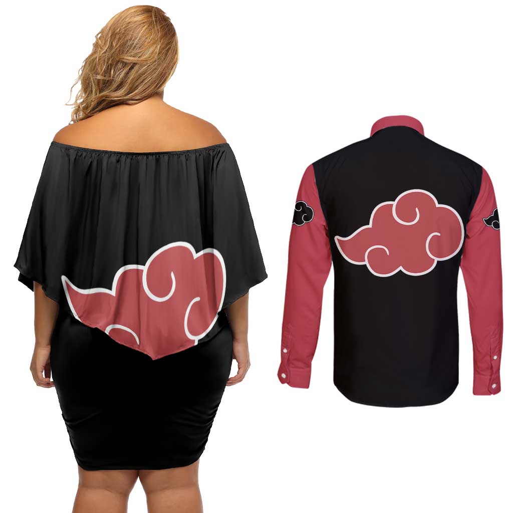 Sasori - Naruto Couples Matching Off Shoulder Short Dress and Long Sleeve Button Shirt Anime Mix Manga Style