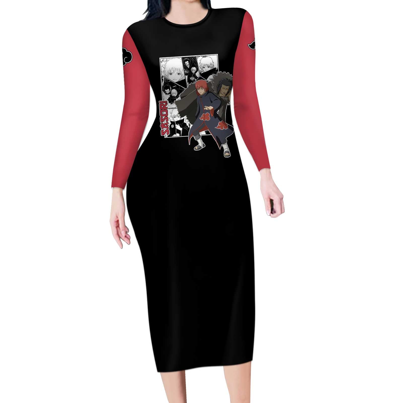 Sasori - Naruto Long Sleeve Bodycon Dress Anime Mix Manga Style