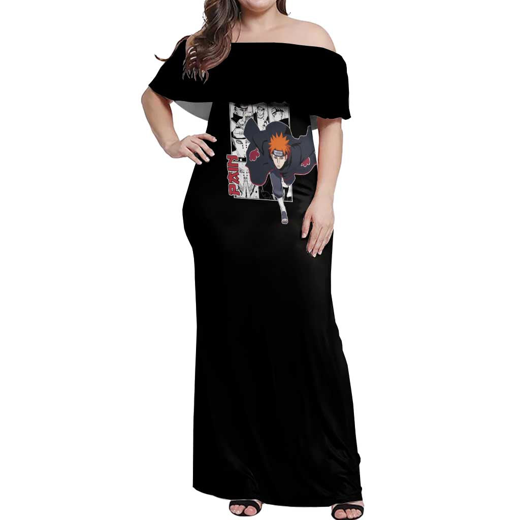 Pain - Naruto Off Shoulder Maxi Dress Anime Mix Manga Style