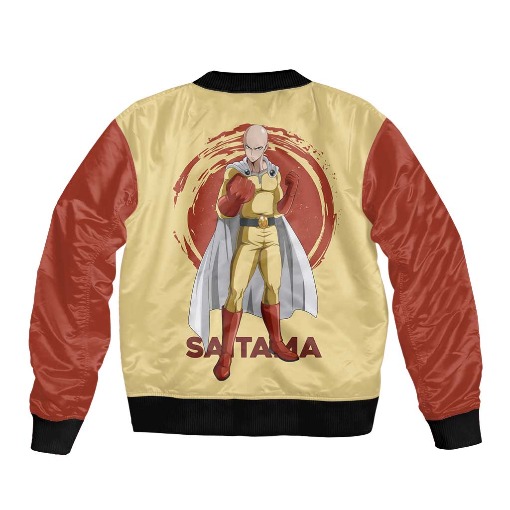 Saitama - One Punch Man Bomber Jacket Anime Text Pattern Style