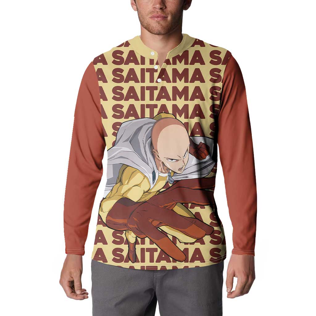 Saitama - One Punch Man Button Sweatshirt Anime Text Pattern Style