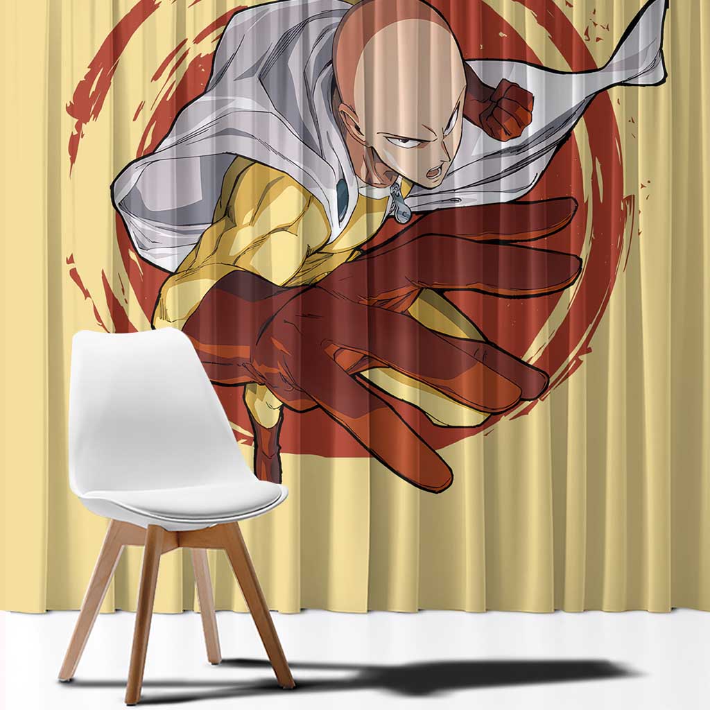 Saitama - One Punch Man Window Curtain Anime Text Pattern Style