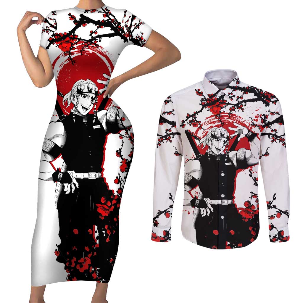 Tengen Uzui - Demon Slayer Couples Matching Short Sleeve Bodycon Dress and Long Sleeve Button Shirt Anime Japan Style