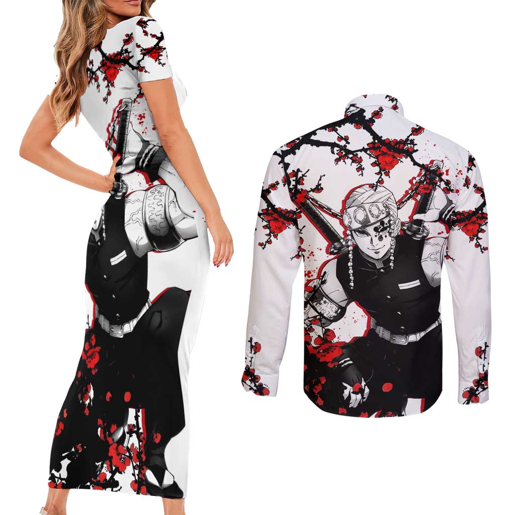 Tengen Uzui - Demon Slayer Couples Matching Short Sleeve Bodycon Dress and Long Sleeve Button Shirt Anime Japan Style