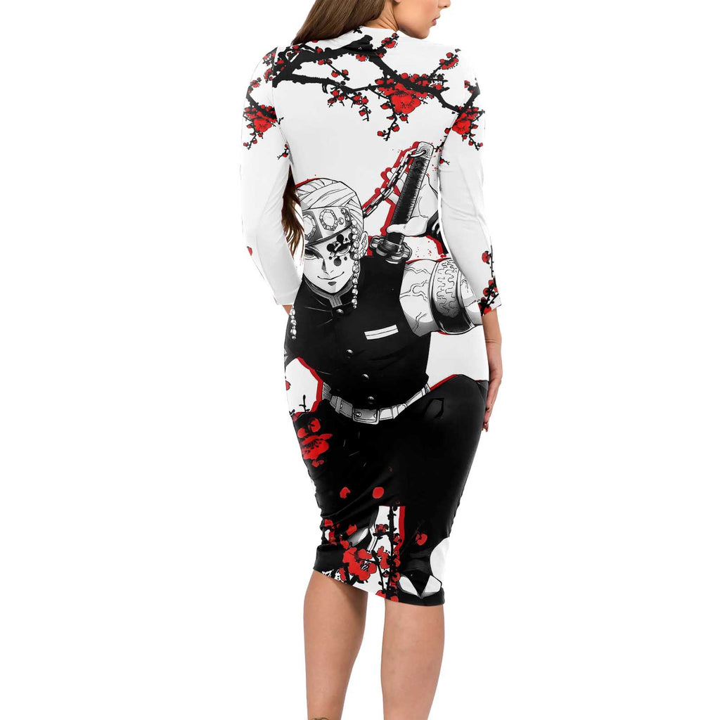 Tengen Uzui - Demon Slayer Long Sleeve Bodycon Dress Anime Japan Style