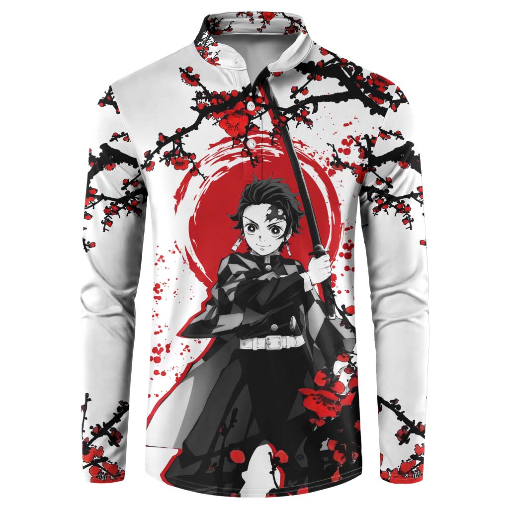 Zenitsu Agatsuma - Demon Slayer Button Sweatshirt Anime Text Pattern Style