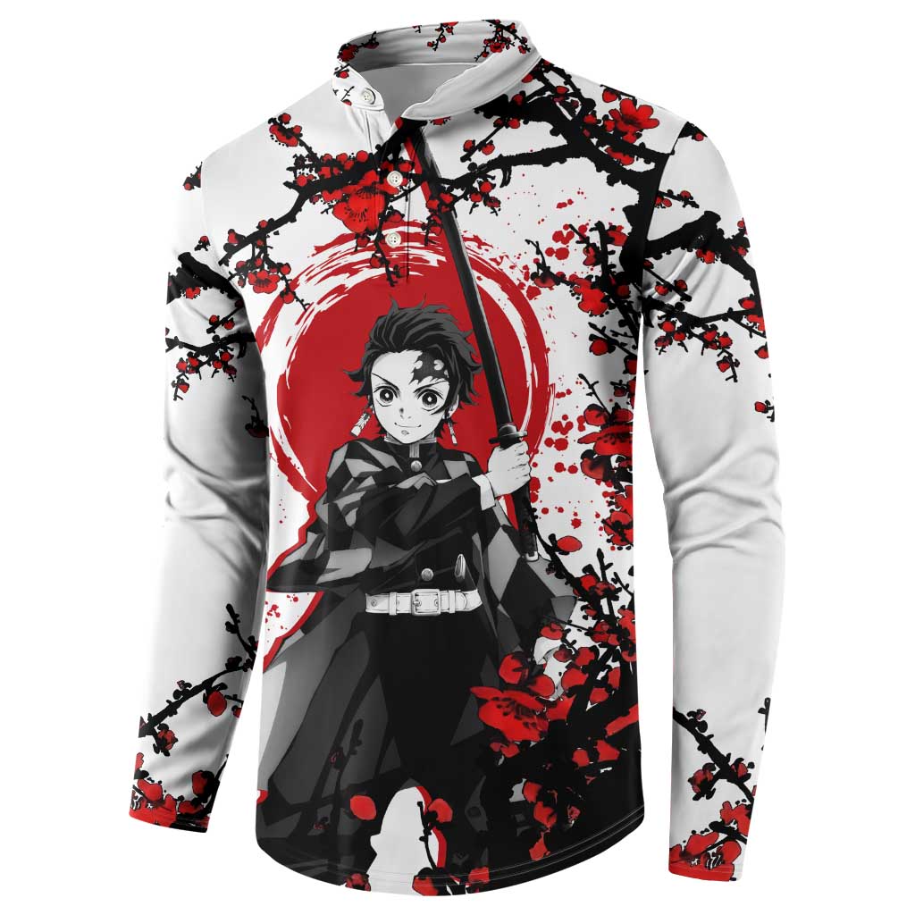 Zenitsu Agatsuma - Demon Slayer Button Sweatshirt Anime Text Pattern Style