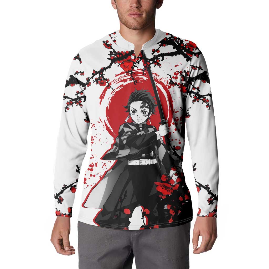 Zenitsu Agatsuma - Demon Slayer Button Sweatshirt Anime Text Pattern Style
