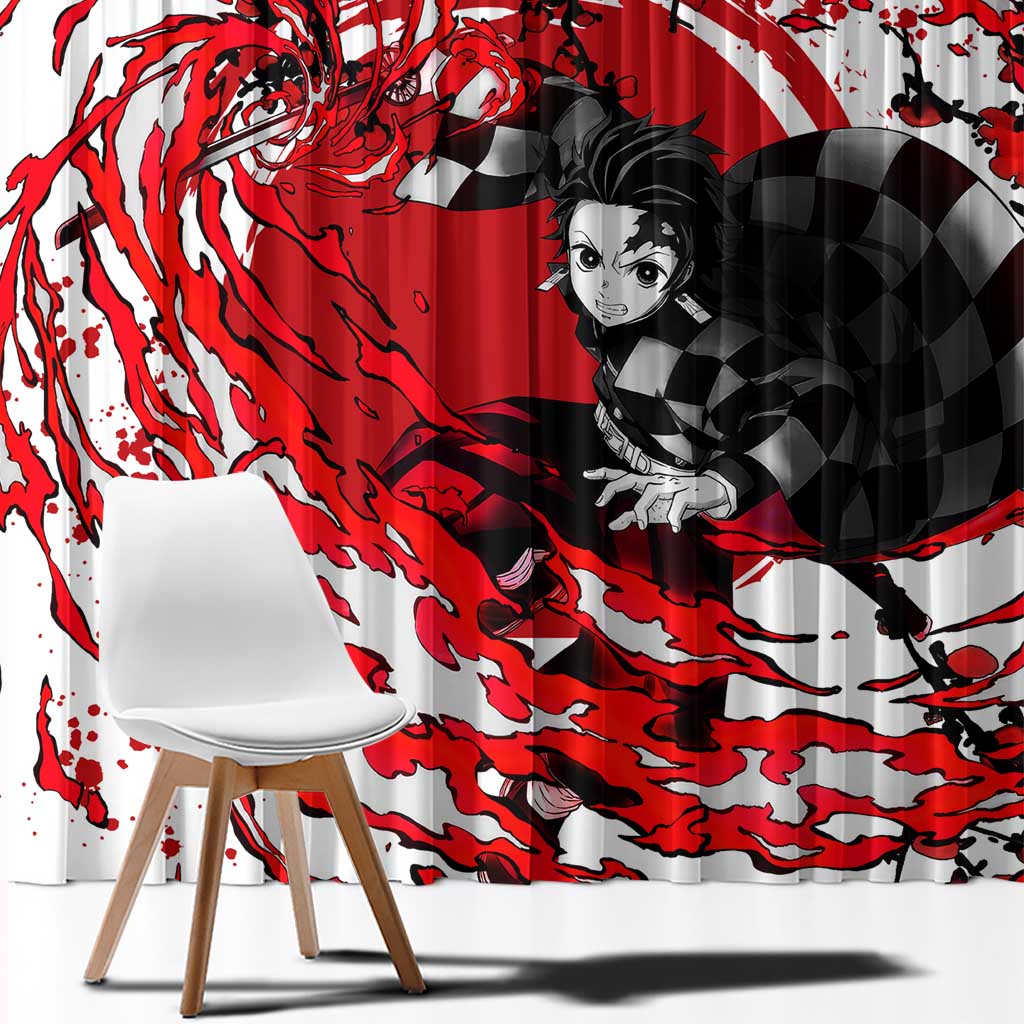 Zenitsu Agatsuma - Demon Slayer Window Curtain Anime Text Pattern Style