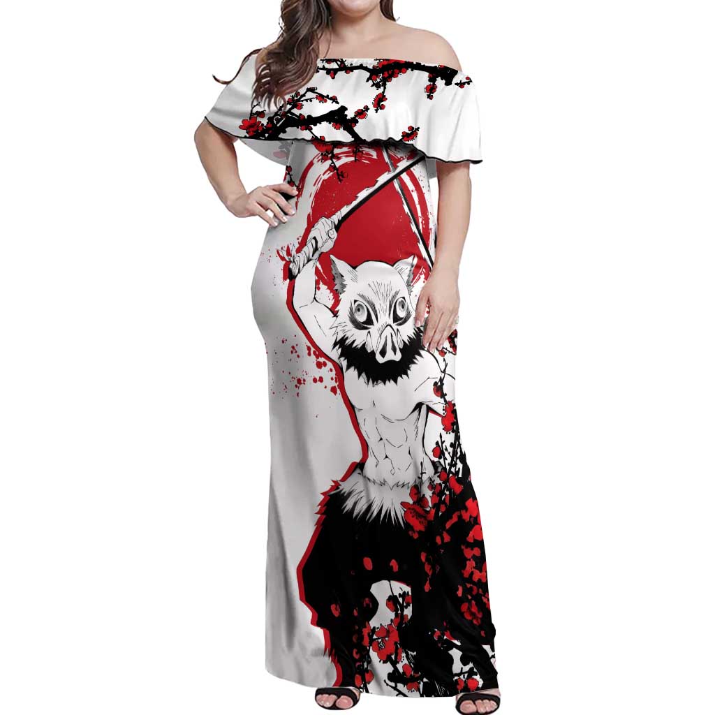 Inosuke Hashibira - Demon Slayer Off Shoulder Maxi Dress Anime Japan Style