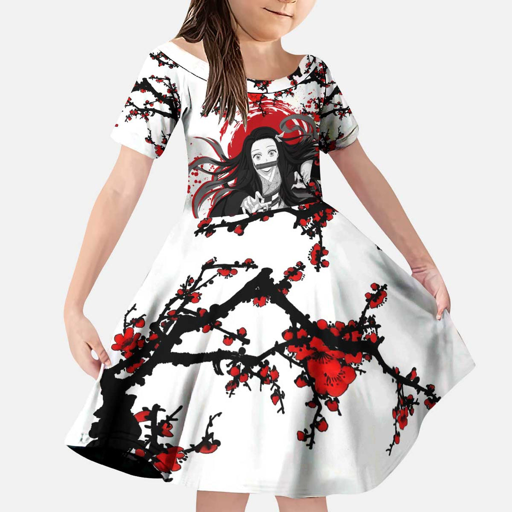 Nezuko Kamado - Demon Slayer Kid Short Sleeve Dress Anime Japan Style