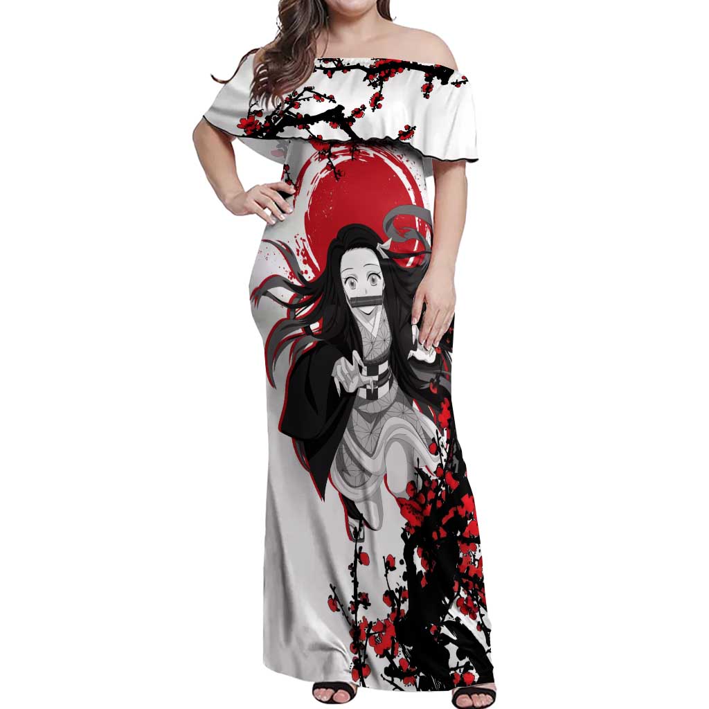 Nezuko Kamado - Demon Slayer Off Shoulder Maxi Dress Anime Japan Style