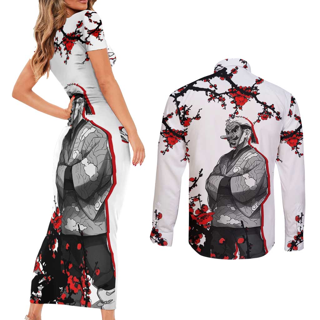 Urokodaki Sakonji - Demon Slayer Couples Matching Short Sleeve Bodycon Dress and Long Sleeve Button Shirt Anime Japan Style