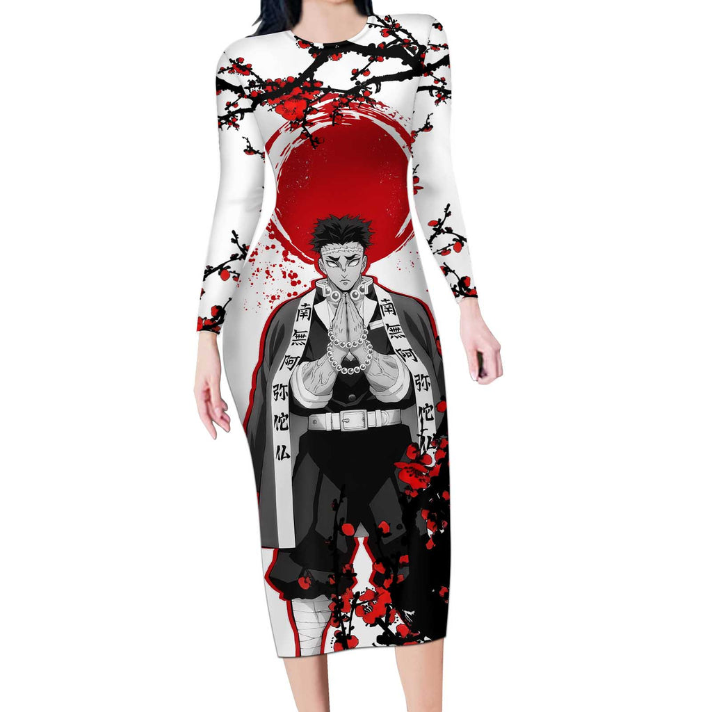 Gyomei Himejima - Demon Slayer Long Sleeve Bodycon Dress Anime Japan Style