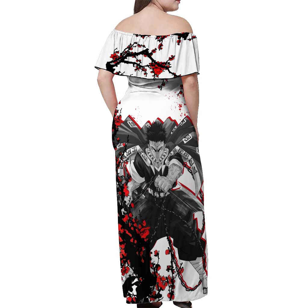 Gyomei Himejima - Demon Slayer Off Shoulder Maxi Dress Anime Japan Style