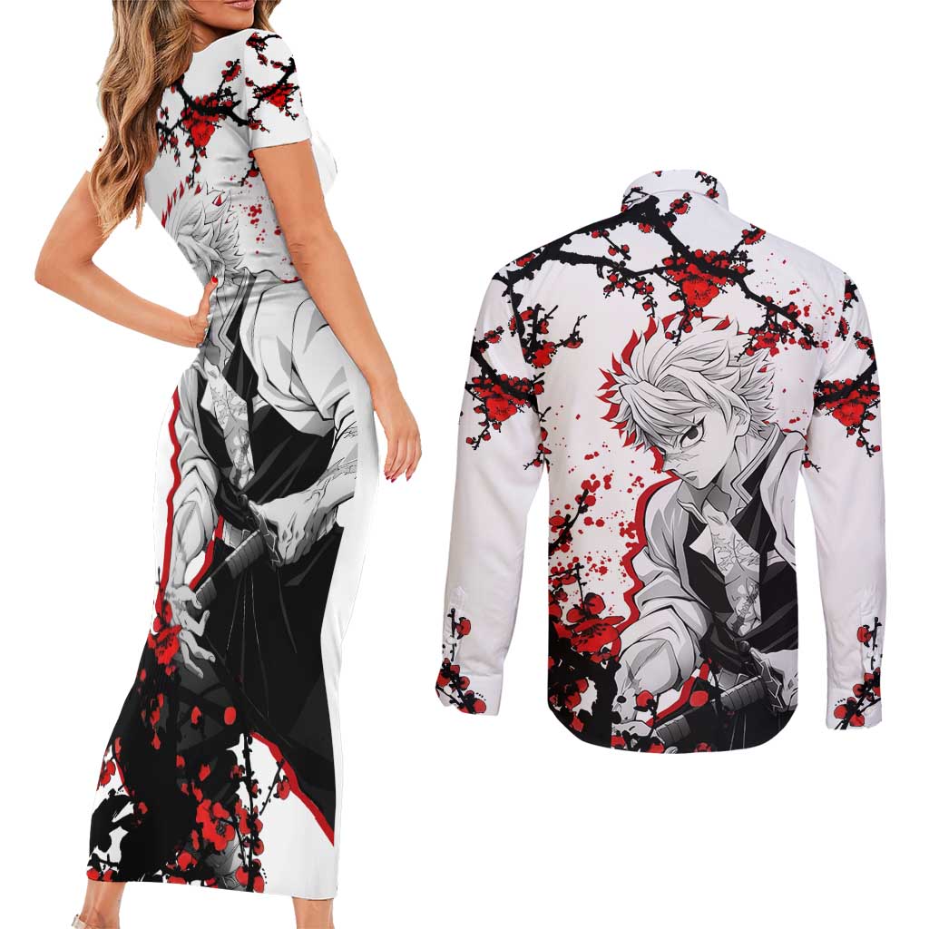 Sanemi Shinazugawa - Demon Slayer Couples Matching Short Sleeve Bodycon Dress and Long Sleeve Button Shirt Anime Japan Style