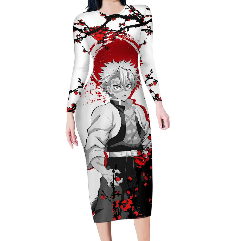 Sanemi Shinazugawa - Demon Slayer Long Sleeve Bodycon Dress Anime Japan Style