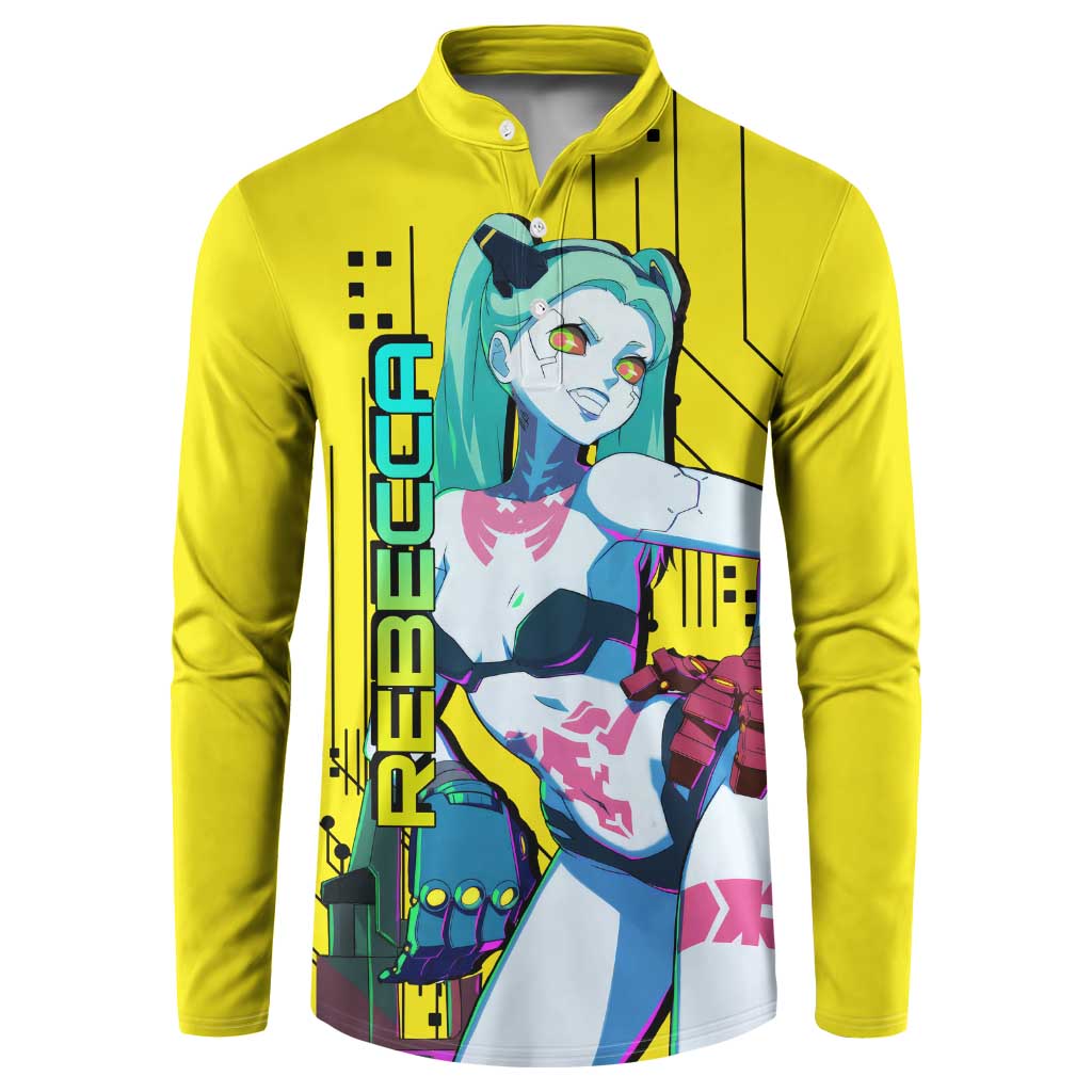 Cyberpunk Rebecca Button Sweatshirt Anime Style