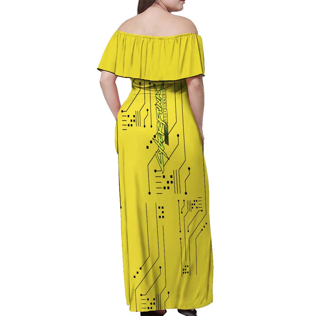 Cyberpunk Rebecca Off Shoulder Maxi Dress Anime Style