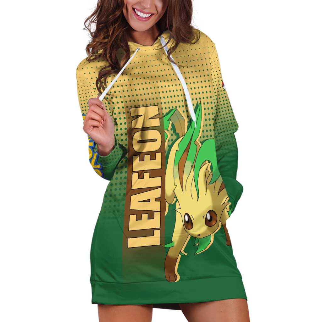 Leafeon from Poké Hoodie Dress with Grass Type Power and Nature Design - The Mazicc