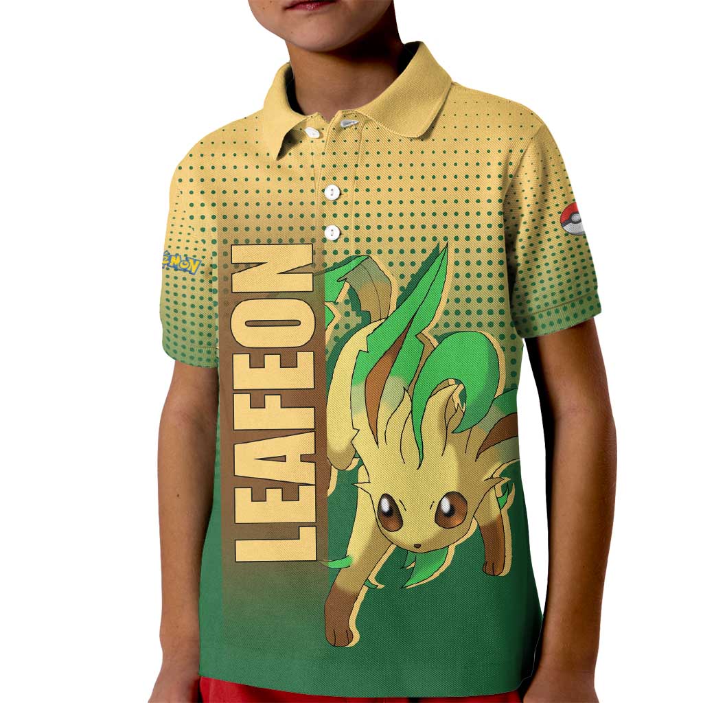 Leafeon from Poké Kid Polo Shirt with Grass Type Power and Nature Design - The Mazicc