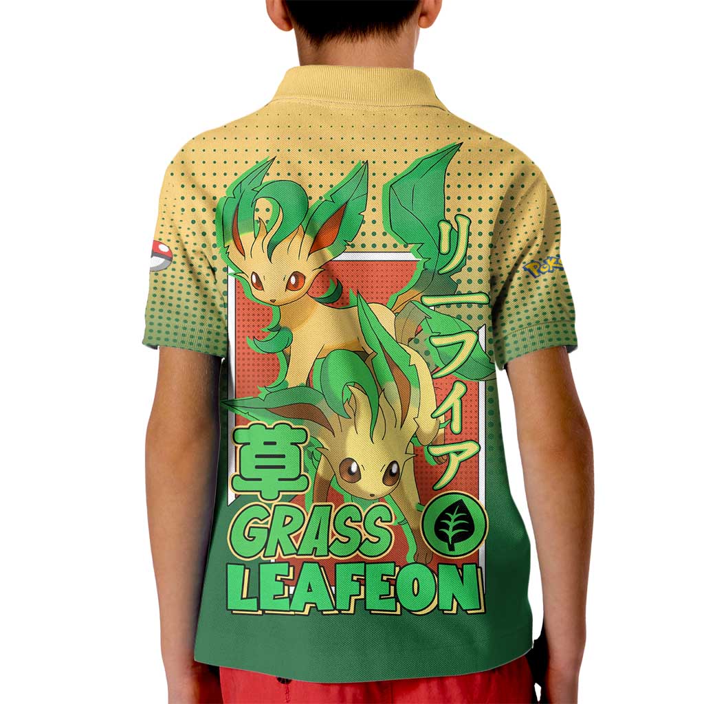 Leafeon from Poké Kid Polo Shirt with Grass Type Power and Nature Design - The Mazicc
