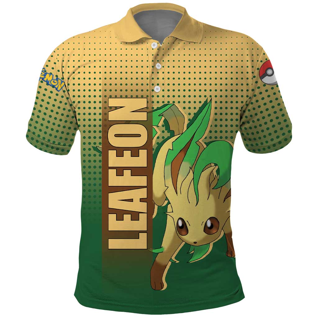 Leafeon from Poké Polo Shirt with Grass Type Power and Nature Design - The Mazicc